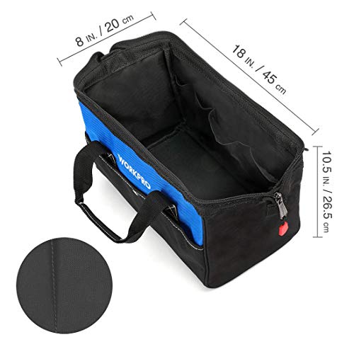 Workpro 18-Inch Close Top Wide Mouth Storage Tool Bag With Adjustable Shoulder Strap, Sturdy Bottom #TOP2