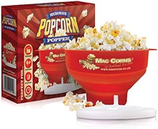 MacCorns Large Microwave Popcorn Maker/Popper Bowl with Lid, Hot Air or PoP with Oil or Butter
