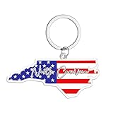 North Carolina Souvenirs Keychain With Key Ring - American Flag Keychain, Key Holder For Gifts,Souvenirs From Usa,Spot M