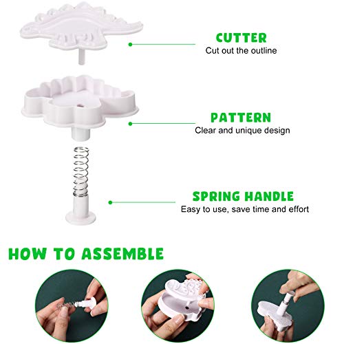 8 Style Dinosaur Cookie Cutters, 3D Cartoon Plunger Cutters Baby Dinosaur Fondant Pie Cutter Stampers Baking Molds Cake Baking Dinosaur Decorating Tools For Kids Dinosaur Theme Party Supplies #TOP4