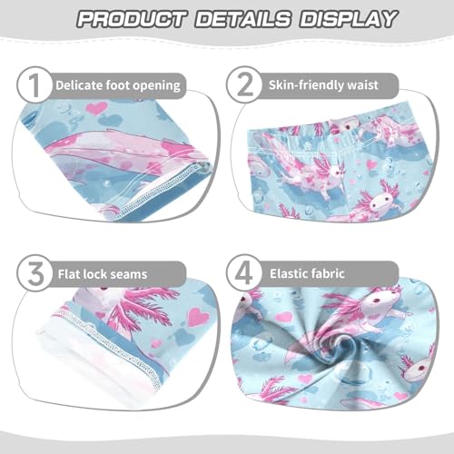 White Axolotls Swimming in Blue Water Girls Leggings Kids Yoga Pants Dance Active Tights 4T3