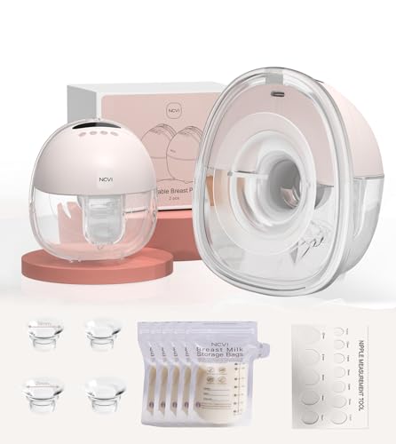 NCVI Breast Pump Hands Free, Double Wearable Electric Breast Pump with Strong Suction, 150min Battery Life with 4 Modes & 9 Levels, 19/21/24mm Flange Anti-Leakage Portable Breastfeeding Pump for Moms