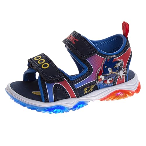 Josmo Cars Toy Story Mickey Spiderman Sonic Sandale lumineuse à LED pour tout-petit/petit enfant/grand enfant, bleu/rouge, 27.5 EU