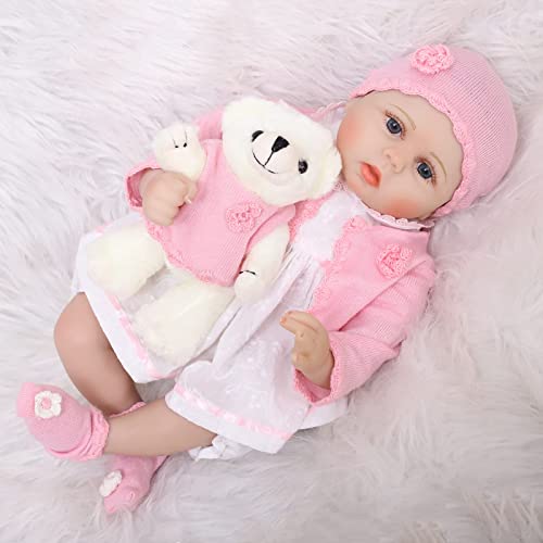 ZIYIUI Simulation Reborn Puppe 55cm 22 Zoll Realistisch Reborn Baby Silikon Reborn Mädchen Handgemacht Neugeborenes… – Bild 8