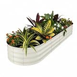 Hochbeet Oval Metall 240x60x45cm Pflanzbeet Beige
