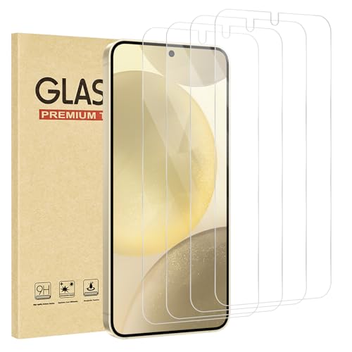 Verre trempé pour Samsung Galaxy S24, lot de 4 protections d'écran HD premium anti-choc et durable