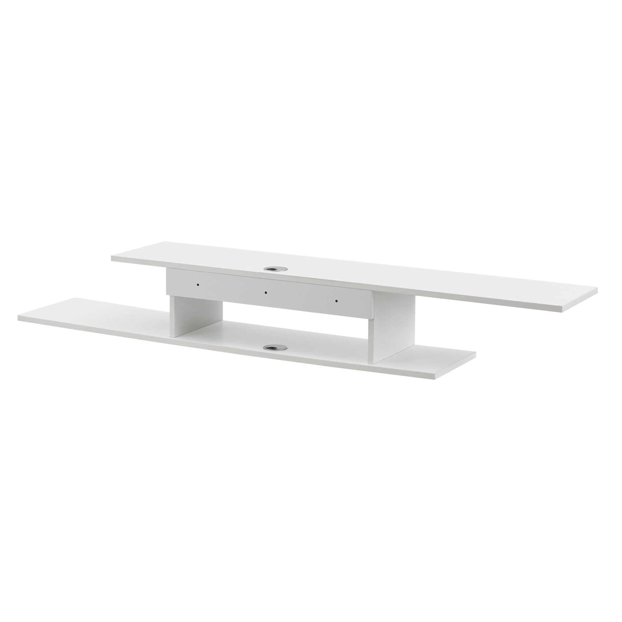 [en.casa] Mensola TV Sospesa a Muro Consolle Porta TV e Centri Multimediali Scaffale da Parete con Scomparto e Fori Passacavi 21 x 150 x 25 cm Bianco