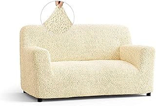 Menotti 2 Seater Couch Cover - Loveseat Slipcovers - Soft Polyester Fabric Settee Sofa Cover - Stretch Elastic Stylish Furniture Protector for pets - Sofa Cushion Cover - Microfibra - Beige (2 Seater)