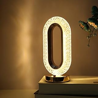 Lohoom LED Creative Crystal Table Lamp, 2000mA/3000mA LED4010 Lamp Beads Ring Lamps Modern Round Bedside Bedroom Night Light Decor (2000mA), White
