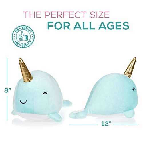 Narwhal Stuffed Animal - Cute Blue Large Sea Narwhals Plush Animals Toy