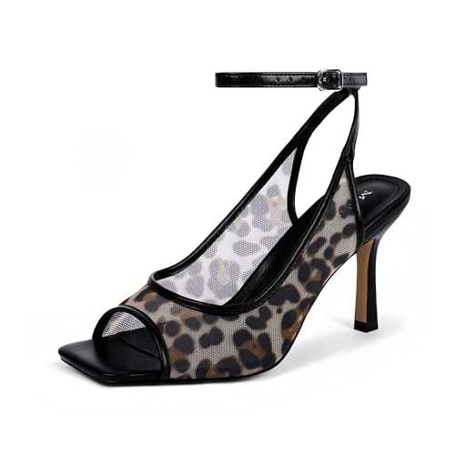 Image of Modatope Womens Heels Square Open Toe High Heels Ankle Strap Heeled Sandals for Women Party Wedding