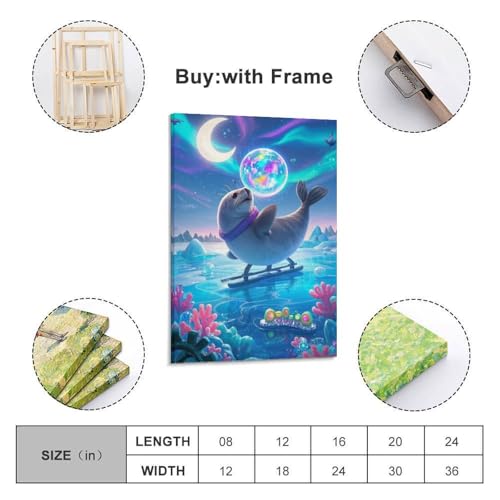 Impression sur toile phoque décoration murale haut de gamme 50x75cm