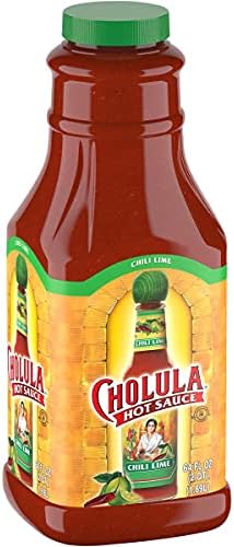 Cholula Chili Lime Hot Sauce, 64 fl oz - One 64 Fluid Ounce Bulk Container of Chili Lime Hot Sauce with Mexican Peppers, Lime and Signature Spice Blend, Perfect for Eggs, Shrimp, and More