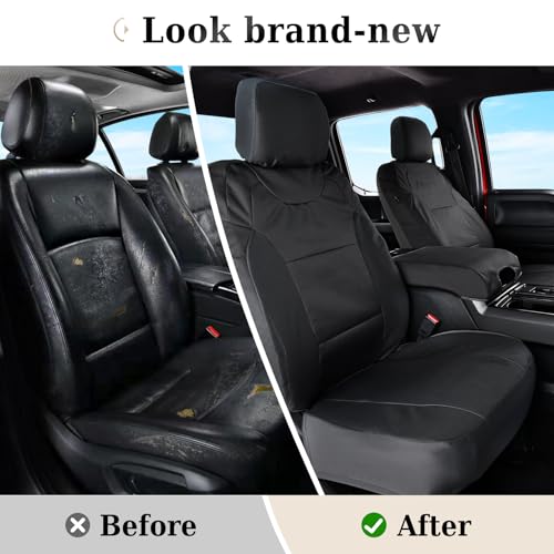 Image of Coverado Front Seat Covers, Waterproof Oxford Seat Protector for Car Seat Cushions for Kids & Dogs, Compatible with 2015-2026 Ford F150 & 2017-2026 Ford F250 F350 F450 (Black, 2PCS)
