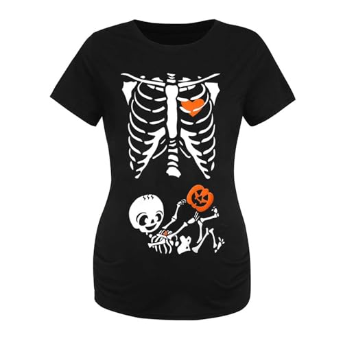 Generisch Blusa premamá blusa de maternidad con estampado de Halloween, tops casuales para embarazadas, cómoda, elástica, tela suave, diseño moderno, para uso diario, ropa de dormir para mujer Plus