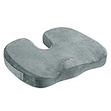 LANGRIA Cojín de Asiento en Forma de U Ortopédico de Espuma Elástica Firme Antideslizante Funda Transpirable, Anti Escaras Aliviar Presión Dolor Coxis Lumbares Espalda Ciática Cadera (Gris)