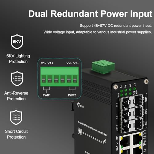 Image of Industrial 8 Port Gigabit Ethernet Plus PoE Switch with 2x10G SFP+ and 4X 1G /2.5G /10G /Multi-gig SFP, 240W High Power, Support IEEE802.3af /at, Rack Mount Unmanaged Plug and Play Ethernet Switch