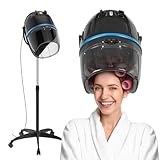 JupiterForce Professional Hooded Floor Hair Dryer 1300W Adjustable Stand Up Bonnet Hair Dryer with Rolling Wheels for Home Salon Spa Beauty Equipment, Black