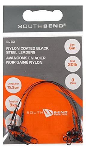 SouthBend Black Nylon Coated Steel Leader 12-Inch (Black)