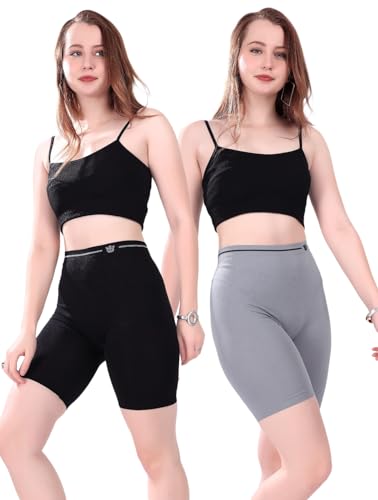 Image of Under Skirt Shorts for Women & Girls Under Dress Shorts High Waist Stretchable Skin Fit Shorties Tights for Women & Girls Cycling Shorts for Women Shorts Biker Bicycle Shorts
