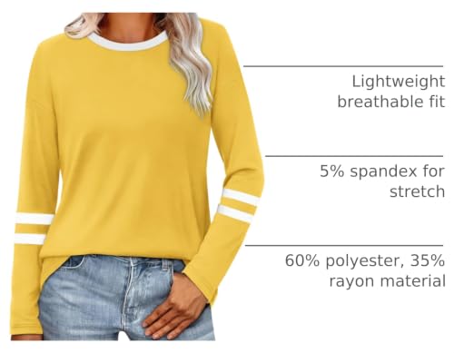 Image of Sampeel Long Sleeve Shirts for Women Color Block Casual Tops Fall Outfits 2026 Basic Tees Trendy Spring Clothes