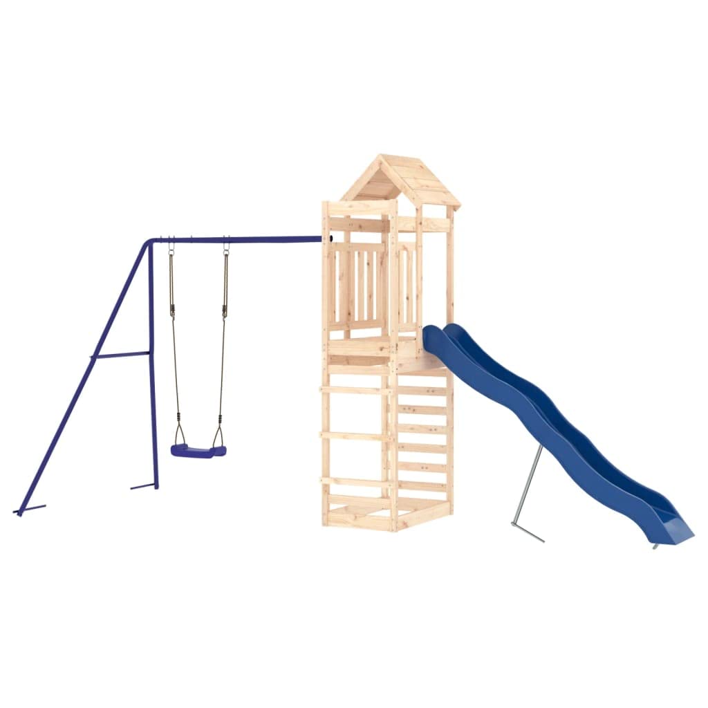 Spielturm aus Massivholz Kiefer mit Rutsche Schaukel Sandkasten für Kinder Garten Outdoor Kinderzimmer 3-8 Jahre robustes Klettergerüst mit Befestigung Zubehör für Kleinkinder Mädchen Jungen