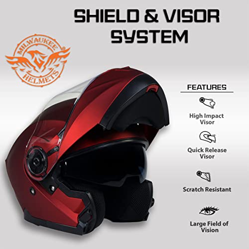 Milwaukee Helmets Advanced Full-Face Motorcycle Modular Helmets for Biker w/Drop Down Visor - Small by Milwaukee Helmets - Used condition - Image 5