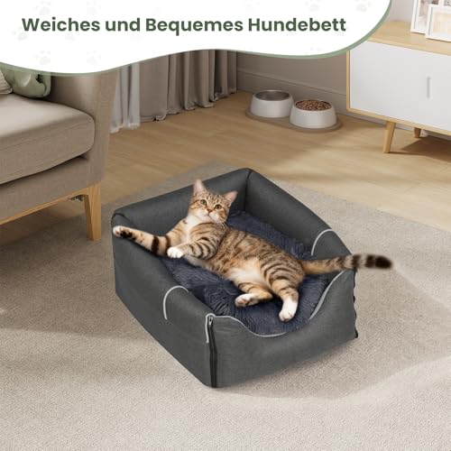 EUGAD Hundehöhle Kleine Hunde, 2-in-1 Hundehütte Indoor, Faltbar Warm Hundehütten,Hundekörbchen mit Dach, Hundehaus für Draußen Winterfest Wetterfester für Streuner Haustiere zuhause 45x40x45cm