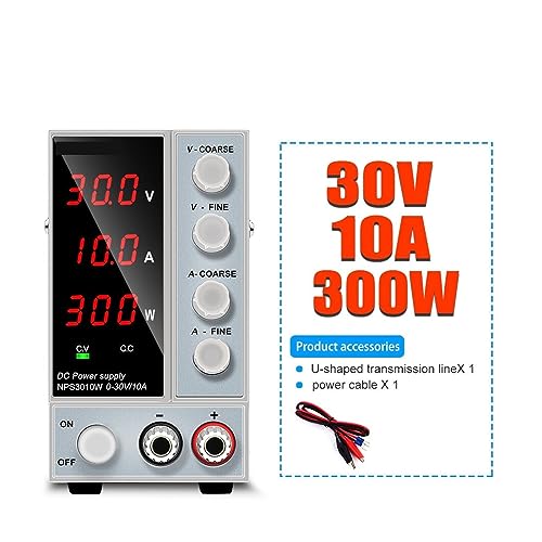 Fuente de alimentación CC ajustable de banco 30V 10A con 3 dígitos y protección múltiple 3