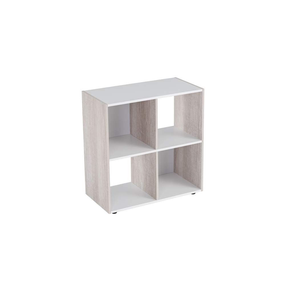 LOLAhome Estantería Cubo, Librería Estantería de 4 Cubos de Madera MDF Blanca, Adecuada para Estudio, Oficina, Sala de Estar, Dormitorio