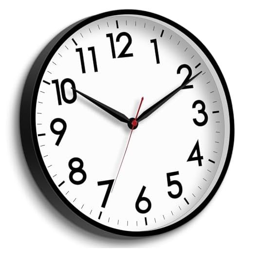 AKCISOT 16 Inch Wall Clock Large Silent Non-Ticking Wall Clocks Battery Operated - Analog Classic Clock Decorative for Living Room, Office, Home, School(Black)