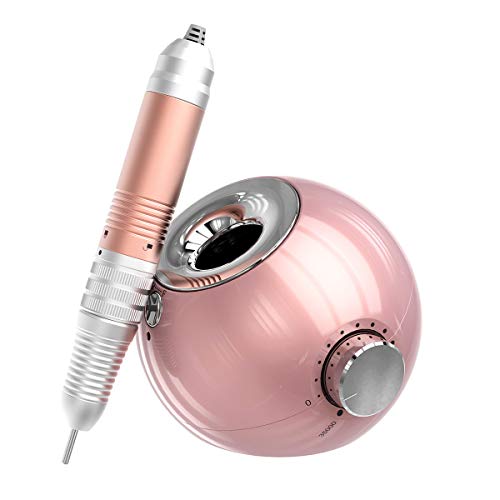 Delanie Fresa per Unghie Professionale Portatile Manicure e Pedicure Rimozione Gel Trapano Elettrico Velocità Regolabile 35000 Giri Ricaricabile Oro Rosa