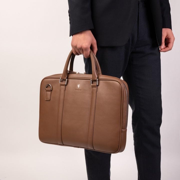 Image secondaire de Sac de transport pour ordinateur portable Festina Classicals en cuir végétalien Camel