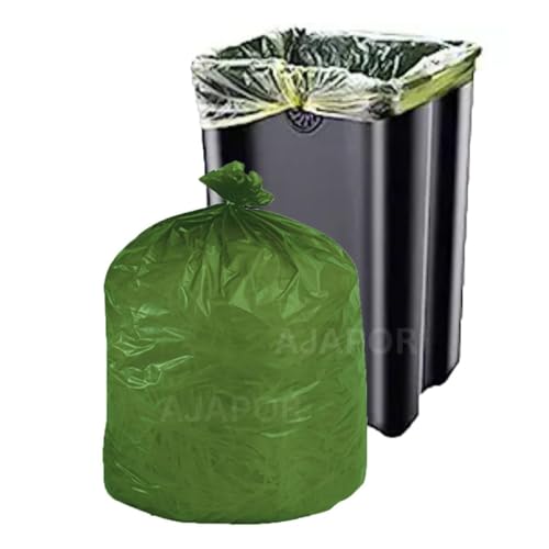 AJAPOR [Pack Of 1] Biodegradable Garbage Bags [ Medium Size 19 * 21 inch ] Dustbin Bags For Wet And Dry Waste [30 Pieces Per Roll] (Green Colour)