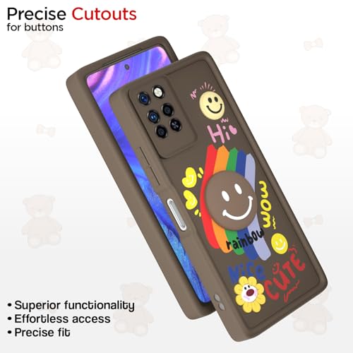 Image of Pikkme Back Cover for Infinix Note 10 Pro | Soft Silicone| Cute Rainbow Smile & 3D Cartoon Flower Design | Shockproof Raised Camera Protection Bumper Case (Brown)