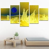 SIGNWIN 5 Panel Canvas Wall Art Modern Art Astronomy & Space Dramatic Minimalist Moon Multicolor Photography for Home Decorations Ready to Hang - 60