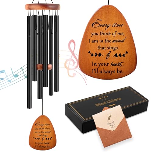 Image of Soopau Sympathy Wind Chimes, Memorial Wind Chimes for Loss of Loved One, Sympathy /Memorial /Bereavement /Condolence Funeral Gifts in Memory of a Loved One Mother Father, 30 inch Wooden