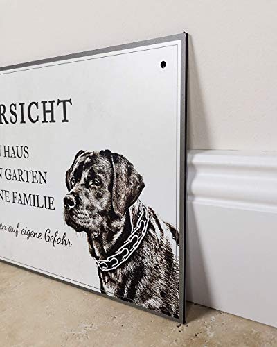 ZAUBERBILD Hundeschild Warnung | Labrador 'Mein Haus' | Warnschild Vorsicht Hund | 25x17cm Alu