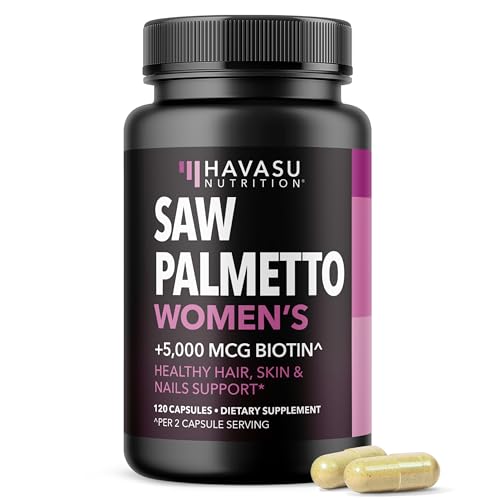 Saw Palmetto for Women with Biotin 5000mcg - Powerful DHT Blocker to Support Hair, Skin, and Nail