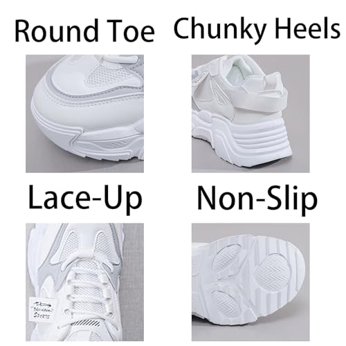 Womens Fashion Lace-Up Leather Platform Sneakers Round Toe Non-Slip Chunky Casual Sport Shoes for Walking Workout Driving4