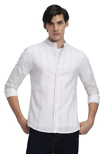 Image of Dennis Lingo Men's Cotton Striped Slim Fit Shirt
