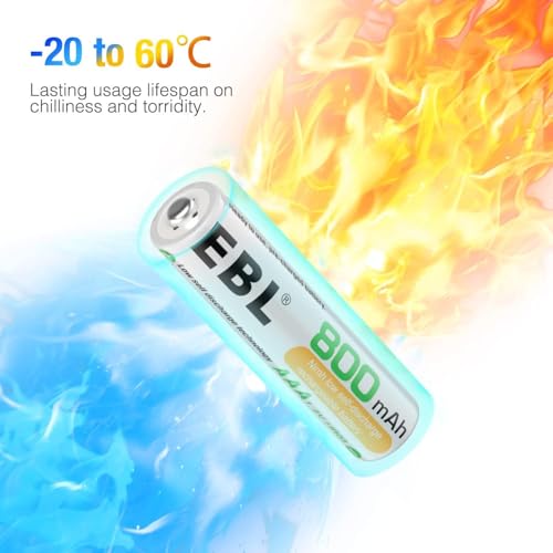 Image of EBL 800mAh AA Rechargeable Batteries - High Capacity Ni-MH Batteries, Pack of 4
