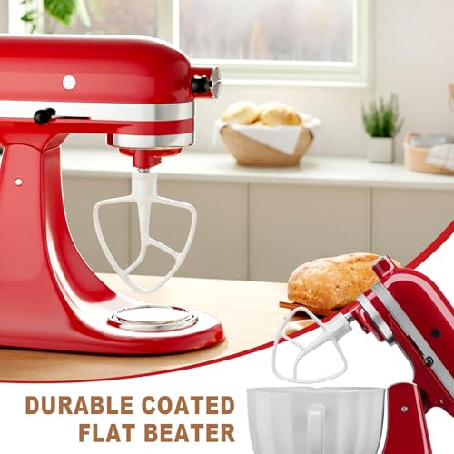 Image of Paddle Attachment for KitchenAid Mixer 4.5-5 Qt Tilt-Head | Premium Coated Flat Beater Replacement for Cake Batter & Cookie Dough, Dishwasher Safe Mixer Accessories