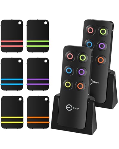 Schlüsselfinder, Esky Key Finder mit 2 RF Sender, schlüsselfinder anhänger mit 6 Empfängern, Haustier Tracker, Wallet Tracker klein, Geschenk für Eltern, Geburtstag, Weihnachten, Vatertag, Muttertag
