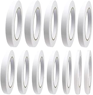 12 Rolls Double Sided Tape Set, 5/6/8/10/12/15/18/20 mm Wide 144 Meters Long Adhesive Sticky Tape for Crafts, Arts, Scrapbooking, Card Making and Gift Wrapping