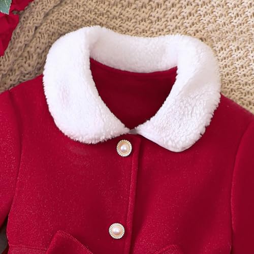 Girls Dress Coat Long Sleeve Button Pocket Long Winter Coat Outerwear Toddler Fur Coat Pea Coat Jacket4