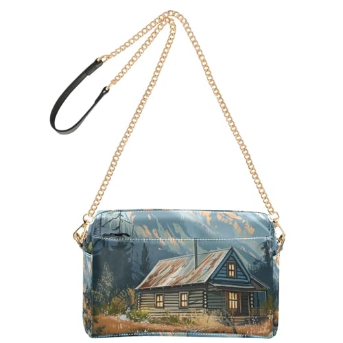 Mountain Stream Hut Crossbody Bags for Women PU Leather Crossbody Purse Small Shoulder Handbag Purses for Girls