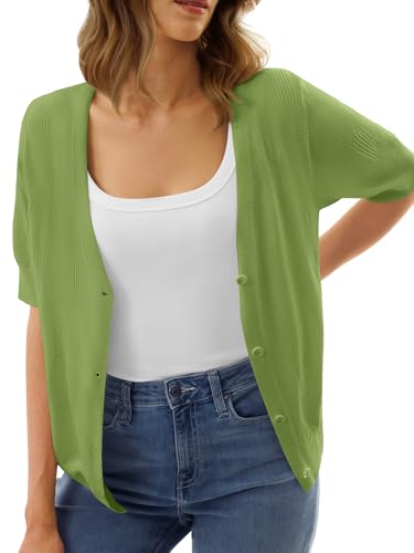 GKBK Women Cropped Short Sleeve Cardigan Lightweight Spring Summer Business Casual Office Knit Sweater 2026 — view 5