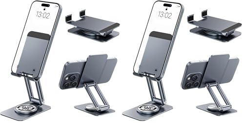 Support telephone bureau réglable 360 pliable grise pour smartphone et tablette