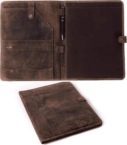 Geniune Leather Portfolio, Binder, Business Portfolio for Men and Women, Leather Padfolio, Document Card Holder, Resume Folder, Business Padfolio for Men & Women